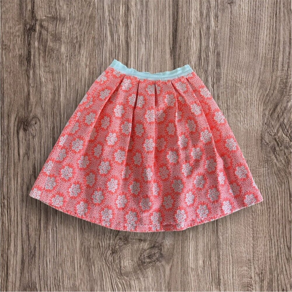 BODEN Women's‎ Canvas Knit Knee Length Skirt Pink Coral Floral US 6 LONG